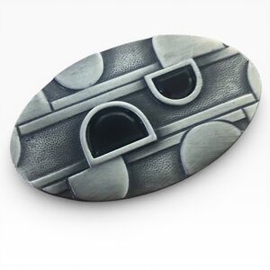 Vintage Modernist Geometric Oval Brooch